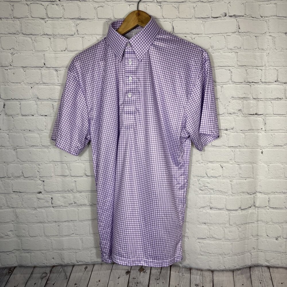 Collars‎ & Co Dress Collar Polo Shirt Large Lavendar Gingham English Spread NWOT
